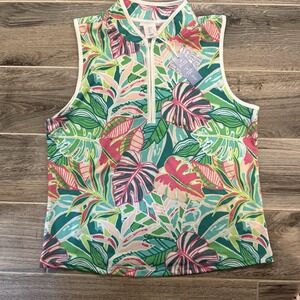 NWT Sigrid Olsen Golf & Tennis Tropical Top UPF 50 Moisture Wicking Quick Dry L